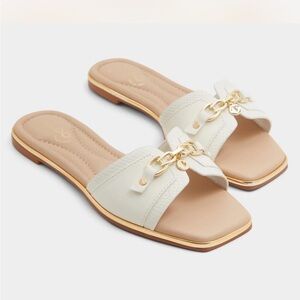 Elegant White Slide Sandals